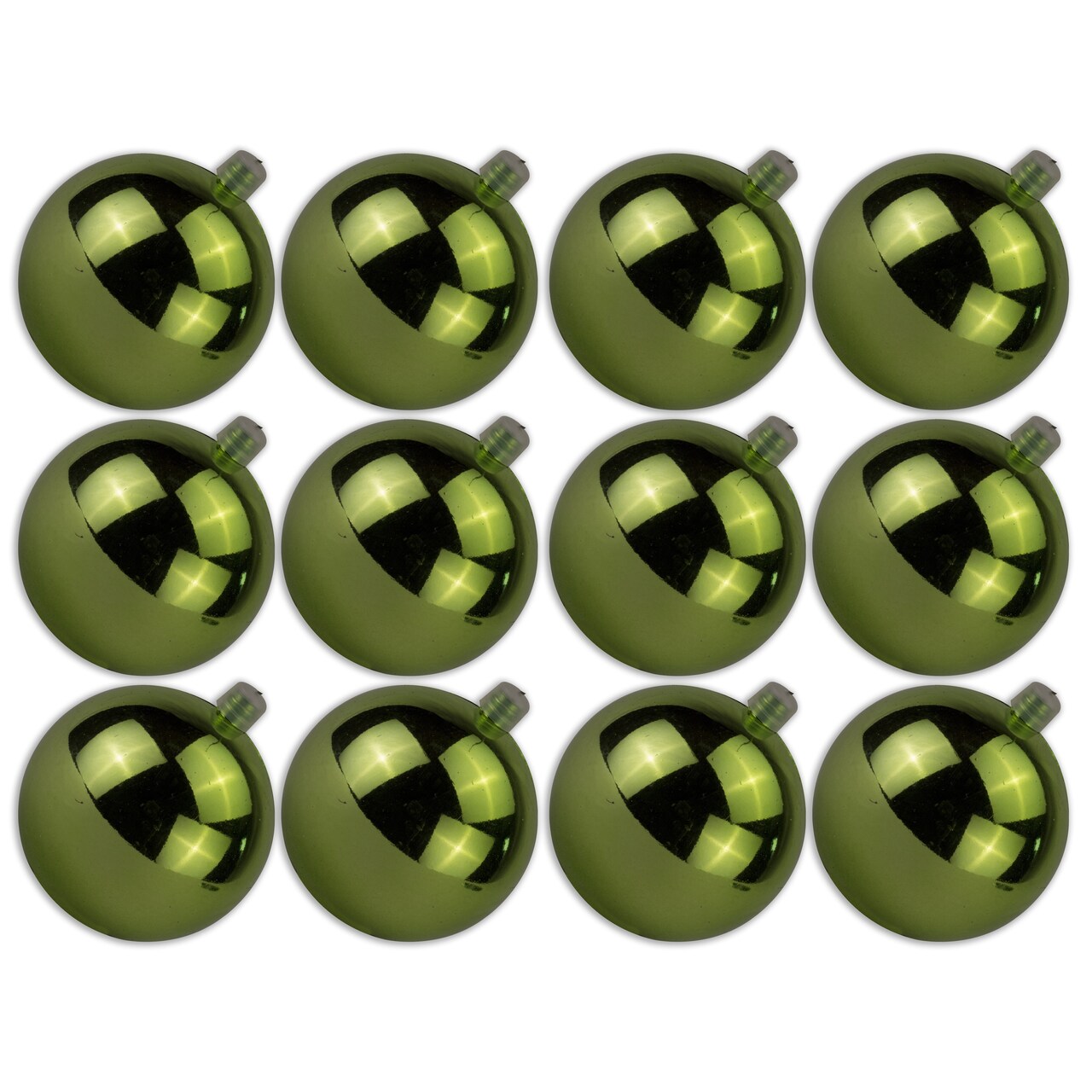 12 Pack 70mm 2.75 Shiny Lime Green Ornament with Wire and UV Coating